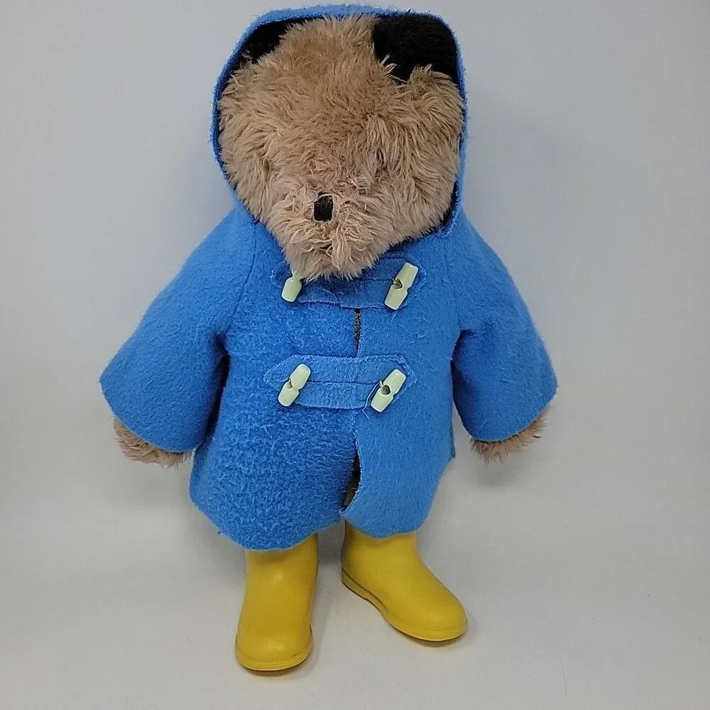 Vintage Paddington Bear Doll Raincoat Rain Boots Blue Yellow Toy 1977 Eden Toys